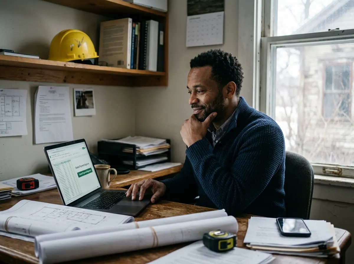 Un propriétaire de PME approuve depuis son bureau les relances préparées par son employé numérique